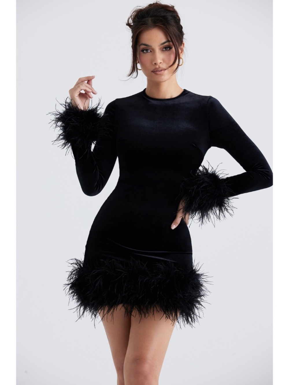 NEW House of CB Lavinia Velvet Dress Black XS